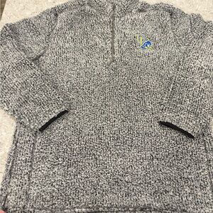 University of Delaware Blue Hens Oxford Gray Zip-Up Sherpa Sweater-Large